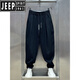 Jeep Spirit2025 Sommer neuer Baumwoll- und Leinen atmungsaktive hängende Casualhosen für die trendige Haremhose von Herren, die Black 2xl empfohlen haben, 150-170jin [Jin gleich 0,5 kg]