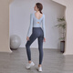LULULMCCTN Beauty Back Yoga Suit Women's Fixed Cup Fitness Pilates Professional Training Sports Long Sleeve Suit Milk Blue Long Sleeve M