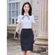 Zimeiqiao People's Bank of China Clothing Clothing Workwear Rear Men and Women Spring and Autumn New Striped Long Short Shirt Camiseta Camiseta Camisa de manga corta Mujeres + 167 Skirt Grey Stripe Women 2XL
