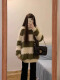 Leting official self-operated flagship store soft waxy imitation mink velvet stripes contrasting colors for women autumn and winter loose design thickened lazy style brown stripes S recommended within 95Jin [Jin is equal to 0.5kg]