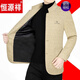 Hengyuanxiang brand middle-aged men's jacket stand collar business casual Zhongshan suit wool slim dad coat men blue Z82323 175125-138Jin[Jin equals 0.5 kg]