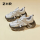 
ZHR dad shoes for women lightweight thick sole heightened casual shoes versatile trendy round-toe women's shoes G677 gray 37