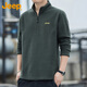 JEEP Jeep sweatshirt men's autumn and winter loose long-sleeved T-shirt polar fleece thickened casual clothes men's military green 2XL