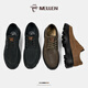 Minglang MELLEN men's new genuine leather casual shoes British style thick sole work shoes fashionable retro comfortable breathable soft sole big toe shoes khaki (real leather lining) 42