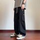 
Dingfengbaoluo pure cotton work pants men's retro versatile American casual handsome scimitar wide-leg long pants ZX02 black XL