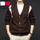 Tommy Kelly Light Luxury V-Ausschnitt Cardigan Herbst und Winter Wärme verdickte Jacke warmes reines Woll-Basis-Hemd Schwarz M 165 Empfohlen 100-120 Jin [Jin gleich 0,5 kg]