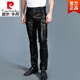 皮尔卡丹（pierre cardin）新品男士皮裤修身机车保暖加绒摩托车羊皮冬季休闲长裤易 1105头层牛皮单里 修身版 2.2尺腰围29(易打理)码定做不退
