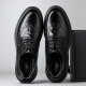 Zapatos de cuero para hombres de cartelo brock zapatos de masa de vaca shoes espesas con planta plesa zapatos formales zapatos de cuero 9859 negro aumentado 38