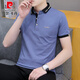 Pierre Cardin Sommer Cool Ice Seide High-End einfaches lässiges Dünngelderbieter-Geschäft atmungsaktives kurzärmeliges T-Shirt Herren-Stickpolo-Hemd schwarz 683 m