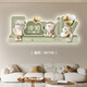Clock painting cartoon cream style living room decoration painting with clock plug-in digital wall clock children's room bedroom creative LED light painting WY738 [Lightless power bank model] 47 inches [120*48cm]