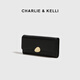 CHARLIE&KELLI CK品牌包包女包2025新款简约钱包卡包长款手拿包生日礼物送女生 黑色【京仓配送 礼盒包装】