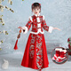 
Sanxiang Shark Girl Hanfu New Winter Retro Chinese Style Medium-Large Children's Velvet Dress New Year's greetings 1105 Pink cotton + cotton shoes Shoes Notes Size 110