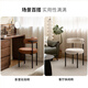Genji Holz Make -up Stuhl Schlafzimmer Schminktisch Stuhl Sahne Mädchen Stuhl Stuhl Weißwinkel Stuhl 1*Bio -Lederbrauner gelbe Sofa Stuhl 51*49*73 cm