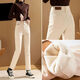 Star Eyebrows Baguette Women's Winter 2024 neue Samtjeans mit ganzjährig geradem breitem Khaki-Baumwollhosen verdickte Zigarette Khaki eine Schnalle [mit Velvet eingedickt] 13588 26 (80 bis 95 Jin [Jin gleich 0,5 kg]))