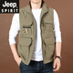 
JEEP SPIRIT Jeep 2025 spring and autumn thin loose horse clip men's casual men's jacket mountaineering and fishing multi-pocket quick-drying vest 9901 black XL suitable for weight 140-155 Jin [Jin equals 0.5 kg]