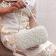 Woodpecker (TUCANO) light luxury new retro pearl bag for women cheongsam handbag Chinese style beaded rhinestone dinner bag handheld evening gift double-sided beads soft bags beads beads beige with iron chain