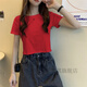 Shangqi versatile ultra-short and blood-sleeved clothes, white short-sleeved T-shirt, women's summer high waist and navel-exposed short style 844 white XL
