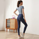 Hui'ang sports suit women's yoga suit running fitness suit quick-drying chest pad T-shirt splicing short-sleeved trousers blue L