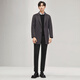 Qipai 100% wool men's woolen coat spring and summer business casual mid-length double-sided woolen coat dark gray 2XL