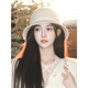 Qiao Meiting daughter style white Hepburn style small top hat big head circumference temperament fisherman hat women spring and summer French elegant basin hat trend white-one-byte woolen basin hat adjustable