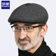Romon Men's Autumn and Winter Forward Hat Thickened Warmth Windproof and Coldproof Belt Ear Protector Duck Bill Beret Elderly Dad Woolen Hat
