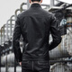 Jeanswest 2024 new top leather jacket men's leather jacket autumn and winter Korean style trendy casual motorcycle wear work jacket jacket A107-1-609A Black M