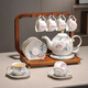 Yanze New Chinese Tea Set Living Room Light Luxury High-end Afternoon Tea Teapot Teacup Complete Gift Box Cup Set Blossoming Silver Gray 15-piece Set-Hanging Rack