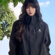 Camel Brand 2024 Frühlings- und Herbst-Männer und Frauen im Freien im Freien winddichte wasserdichte Drei-in-Eins-Schockkleidung Bottom Fleece Warm Mountesering 6626-Phantom Black [Männer und Frauen Single-Jacke] 5xl [Empfohlen 195-215jin [Jin gleich 0,5 kg]]