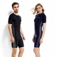 YONJEN Unisex short-sleeved swimsuit with back zipper, cold and sun protection surf suit, wetsuit and warm swimsuit Y2270 swimsuit + fish scale swimming cap 2XL (1.70m/130Jin Jin is equal to 0.5kg)