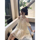 月半晴（YUEBANQING）夏季新款826气质法式连衣裙温柔露肩设计显瘦甜美仙女裙子a字裙 浅黄色 均码