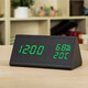 Woodshow Creative Rechargeable Electronic Clock Small Alarm ALARME LUMING MUTE Student Horloge de chevet Rétro Température de loisie et d'humidité Myloge de calendrier perpétuel 1502 Triangle Brown Wood White Plug-In Modèle