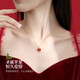 N2it Ping An Apple 18K Color Gold and Red Agate Pendant Necklace Christmas and New Year Gift for Girlfriend and Wife Ping An Fruit 18K Color Gold and Red Agate Necklace with Silver Chain