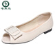 Woodpecker Flat Sole Chaussures simples pour les femmes en cuir doux en cuir doux Sole Mère chaussures 2025 Nouvelle taille grande taille confortable et non gênante authentique chaussures de poisson-bouche jaune 37