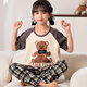 Langsha Eltern-Kind-Kleid-Pyjamas Mutter und Tochter Sommer kurzärmelige Hosen dünne Baumwoll-Hauskleidung drei und vier Familienanzug LYP724 S (150) Frauen 140-150 cm/68-82jin [Jin gleich 0,5 kg]