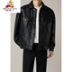 Scarecrow men's handsome and high-end men's motorcycle short leather jacket men's spring and autumn new trendy loose pu leather jacket black M weight recommended 105-125Jin Jin equals 0.5 kg