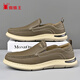 Spider King Fashion Casual Shoes Men's Spring Slip-On Leather Shoes Comfortable Business Commuting Dad Shoes Khaki 41