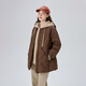 ERAL winter new fake two-piece down jacket women's hooded loose fashion warm baseball jacket honey tea brown M 160 recommended 110-130 Jin Jin equals 0.5 kg
