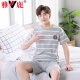 Yalu Pyjamas Männer rein Baumwolle Sommer plus Fett Plus-Größe voller Baumwollmänner Sommer-Heimkleidung kurzärmelige Jugendkoreanische koreanische Art dünne halbärmelige 9928# [Kurzärmel-Shorts] l [90-125jin [Jin gleich 0,5 kg]]