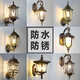 Fenglanq outdoor wall lamp waterproof European retro balcony garden lamp American aisle staircase outdoor pastoral led wall lamp lapis lazuli hexagonal wall lamp