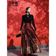 Danzhuna Horse Falda Falda completa Otoño Nuevo vestido chino Diario para el trabajo Versión modificada Versión Long Skirt Traje para mujeres 2679 Black Top + Red Horse Falda M
