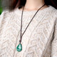 DL 1998 Pangdonglai Quality Malachite Pendant Tianlan One thing one picture Green water drop shape original stone necklace jewelry pendant first G4873