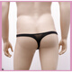 Icumitoo men's sexy low-waist mini thong underwear new tight and breathable black milk silk-not see-through M