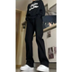 7 productos de alta gama, jeans de micro-carne, estilo de primavera y verano para hombres, elástico estadounidense elástico se ajusta a pantalones largos y sueltos, df-701 de hombres df-701 regulares negros XL