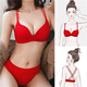 Aimu Autumn and Summer brand high-end underwear for women without steel rings, small breast push-up sexy bra set, red beautiful back bra for the year of birth, red set 32/70A