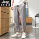 
JEEP SPIRIT Cropped Pants Men's Korean Style Fashion Brand Slim Cotton Linen Casual Cropped Pants Loose Harun Sports Straight Tile Small Tile Foot Black M