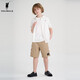 POLOWALK children's clothing 2024 new summer shirt boys' short-sleeved top shirt comfortable and fashionable white 110 cm