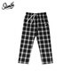 SLAMBLE spring new black and white plaid straight sweatpants for men and women, trendy loose and versatile casual sports trousers, black and white plaid L