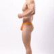Captain Fearless Low Waist Sexy Stretch Tight Bottoming T Briefs Men's Mesh Breathable Slightly Transparent U Protruding Bag Thong Orange L