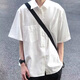 Miao Yijia kurzärärmiges Hemd Herren Sommerjacke weißes Hemd Herrenhemd Casual Viertelärmelte halbärmelige Kleidung Herrenstil Hong Kong Style White Kurzärmelige lose Hemd M.