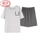 Langsha Pajamas Algodón de algodón para hombres de algodón corto 2025 Summer informal y tranquilo Estilo de ropa de verano YSX: 9712 Pantalones de seda de algodón de algodón azul oscuro L [sin píldora/Sin desvanecimiento]